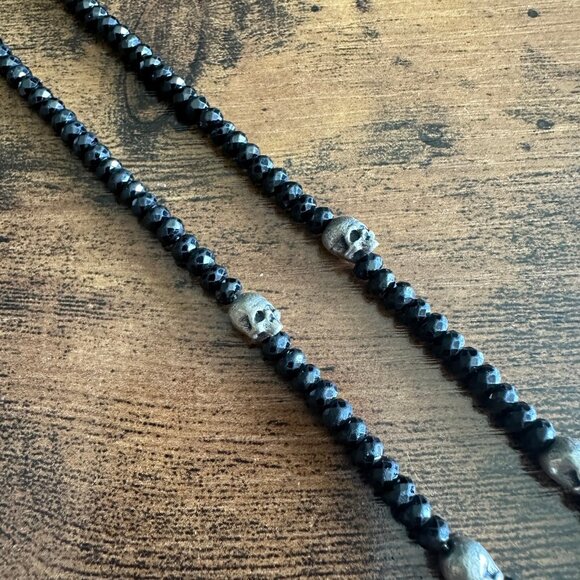 David Yurman Memento Mori Skull Station Necklace w/ Black Spinel - 23" - Picture 6 of 15